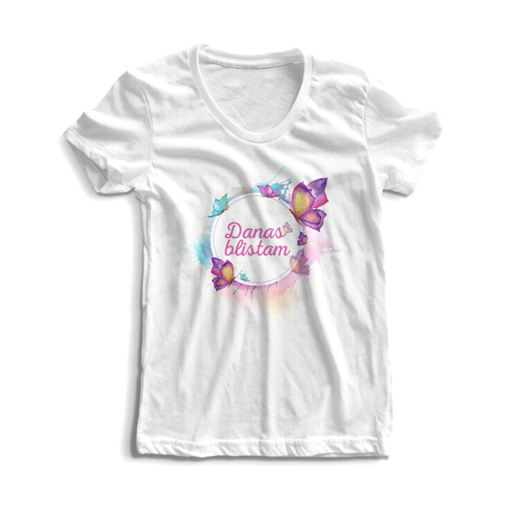 danas blistam, ženska bela majica, 100% pamuk, štampa na majici